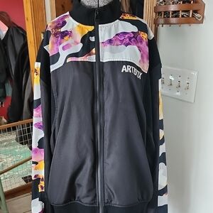 ARTISTIX Black Jacket with Purple and Yellow Camo Accents XL